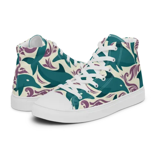 Tidal Flourish on Men's High Top Canvas Shoes