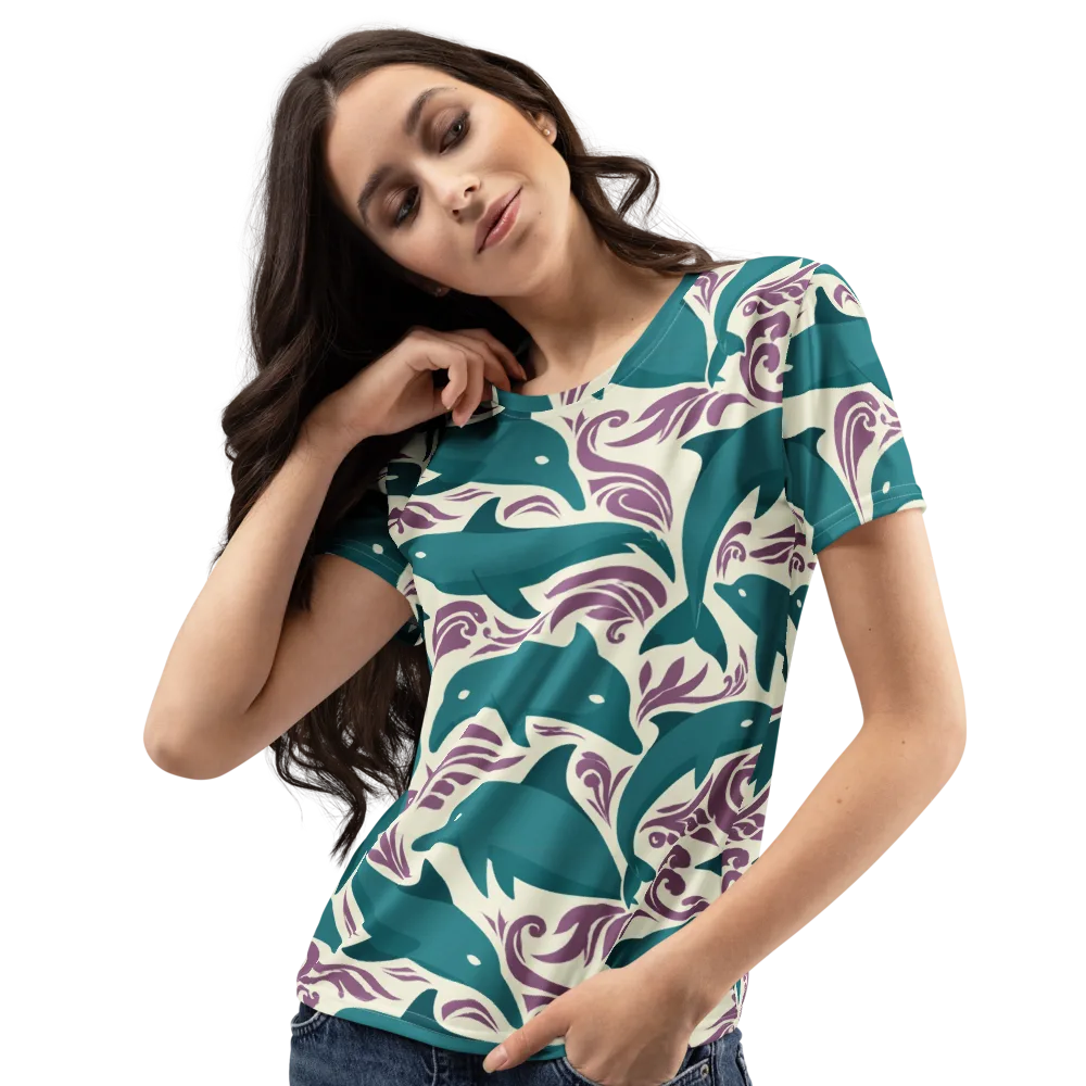 Tidal Flourish on Women's Crew Neck T-Shirt — Left Front
