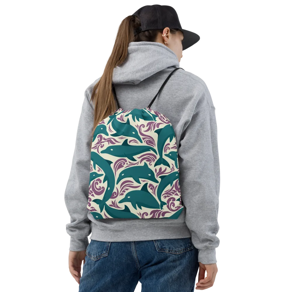 Tidal Flourish on Drawstring Bag — Front
