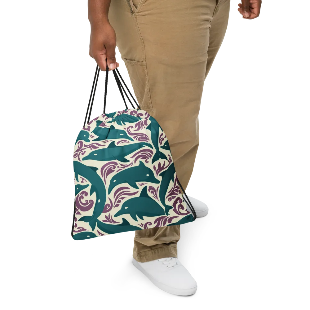 Tidal Flourish on Drawstring Bag — Front