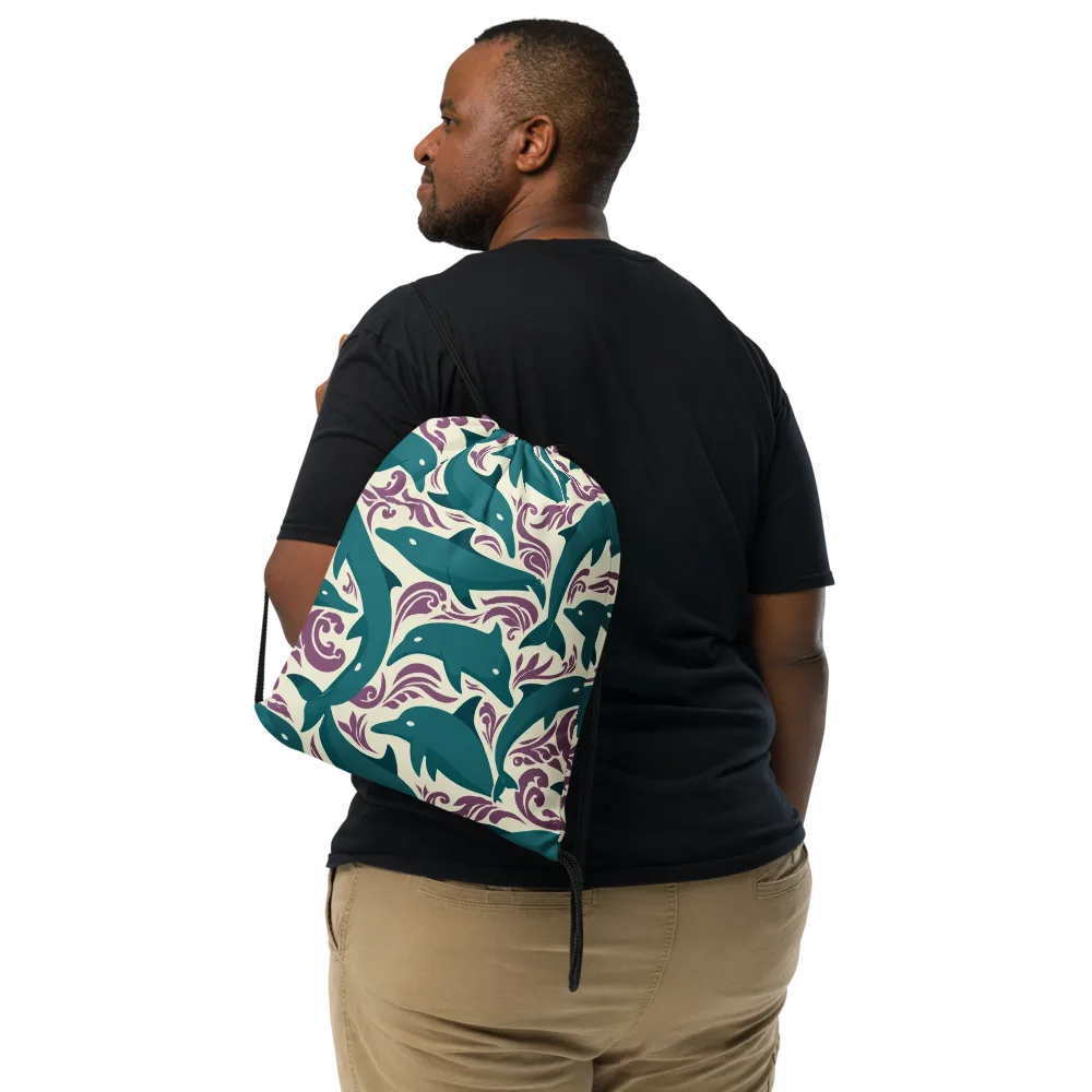 Tidal Flourish on Drawstring Bag — Front