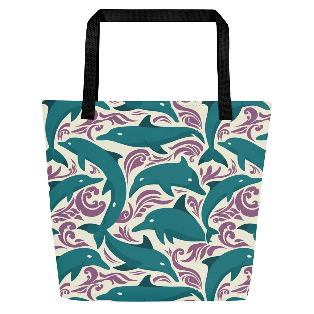 Tidal Flourish on Large Tote Bag W/ Pocket — Front