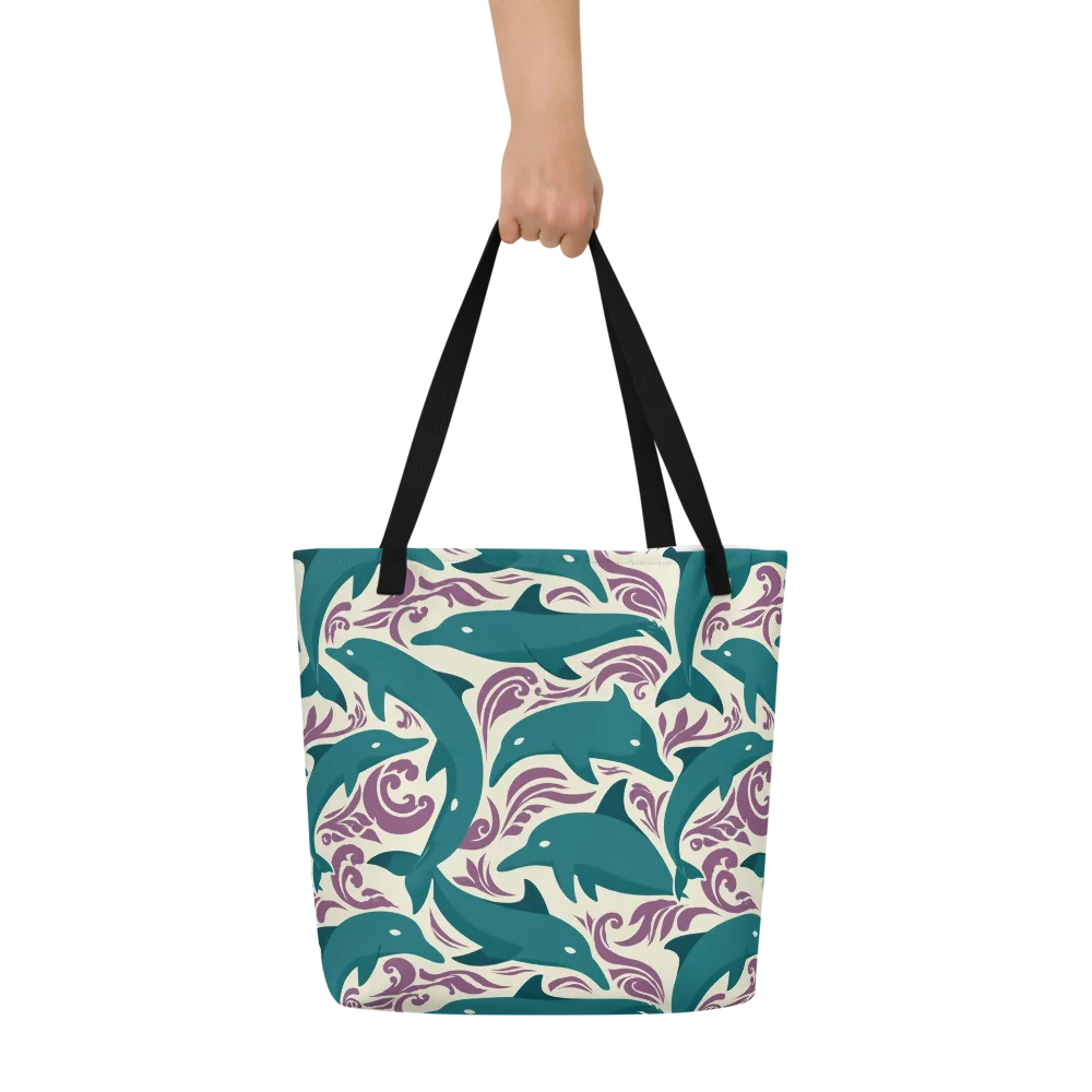 Tidal Flourish on Large Tote Bag W/ Pocket — Front