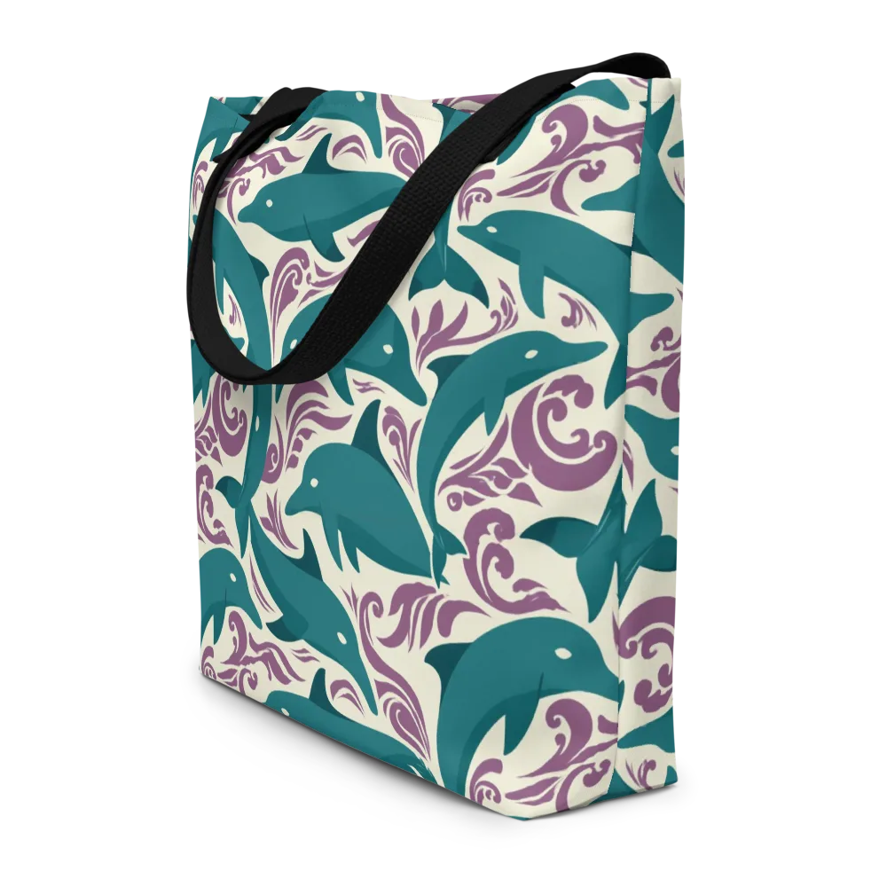 Tidal Flourish on Large Tote Bag W/ Pocket — Front
