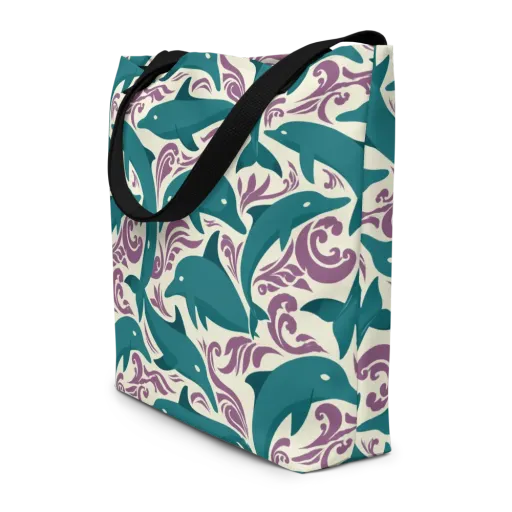Tidal Flourish on a Large Tote Bag W/ Pocket