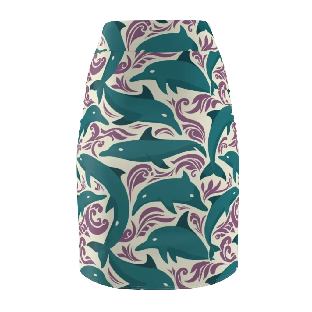 Tidal Flourish on Pencil Skirt — Back