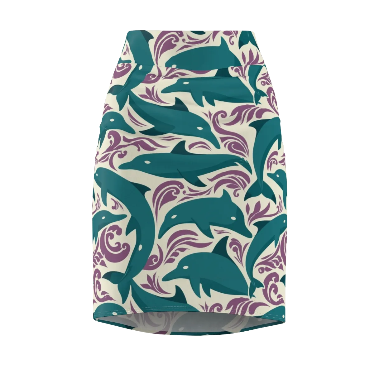 Tidal Flourish on Pencil Skirt — Front