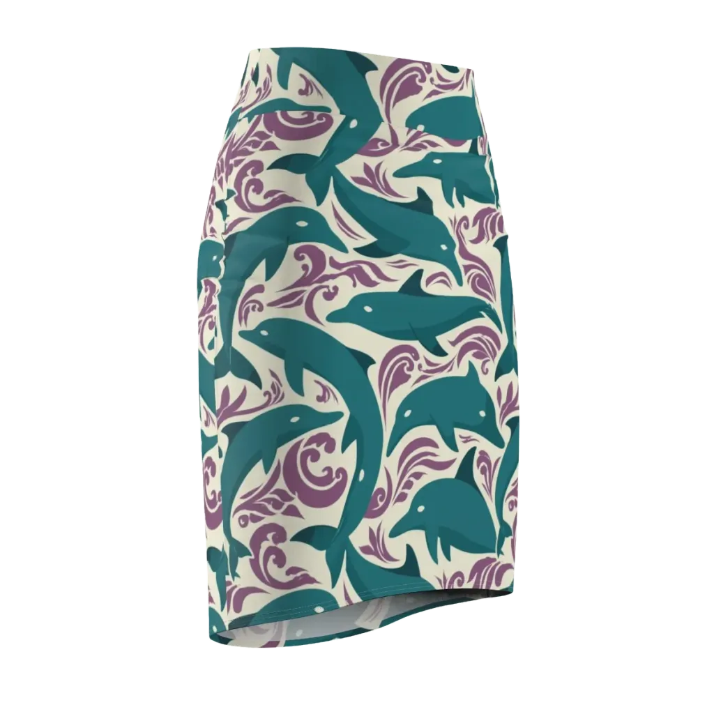 Tidal Flourish on Pencil Skirt — Front Side