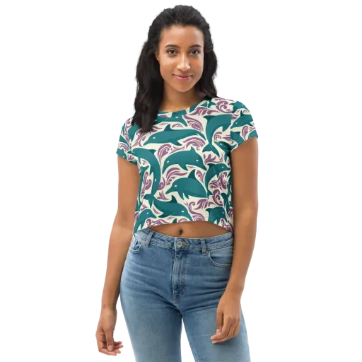 Tidal Flourish on a Crop Tee