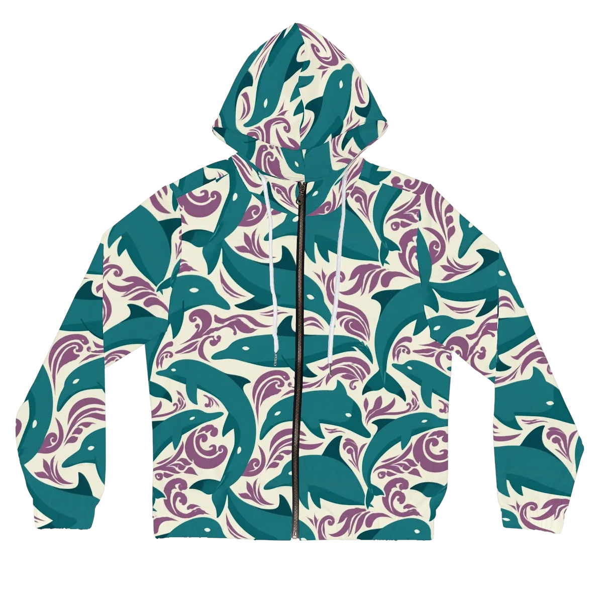 Tidal Flourish on Women's Full-Zip Hoodie — Front