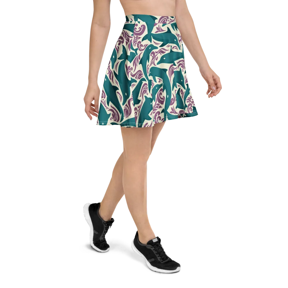 Tidal Flourish on Skater Skirt — Right