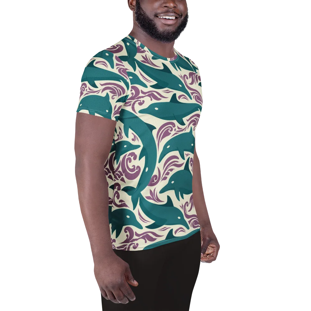 Tidal Flourish on Men's Athletic T-Shirt — Right