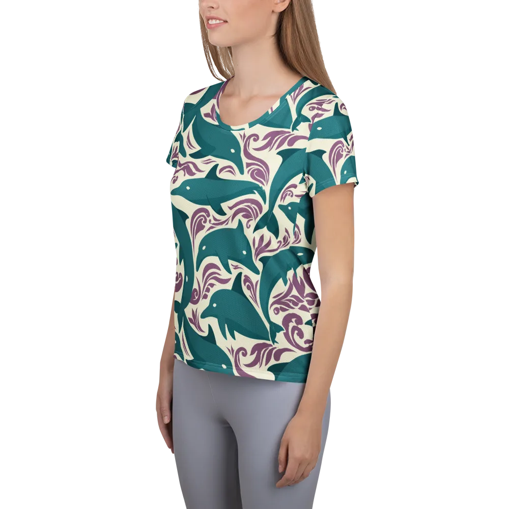 Tidal Flourish on Women's Athletic T-Shirt — Left