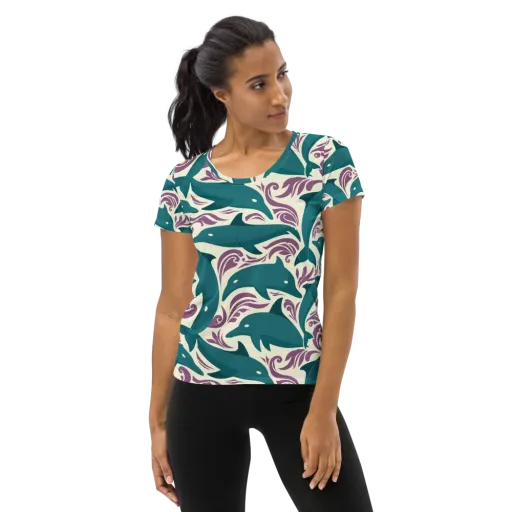 Tidal Flourish on a Women's Athletic T-Shirt