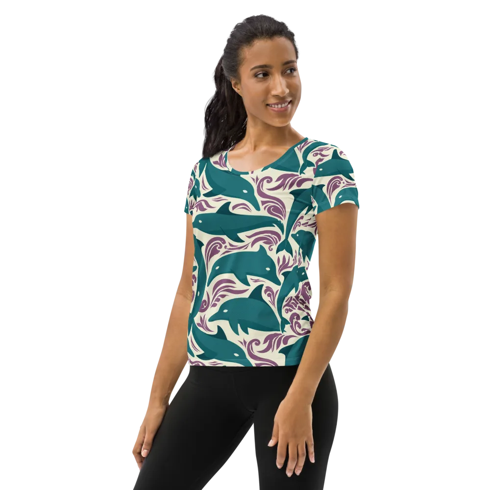 Tidal Flourish on Women's Athletic T-Shirt — Left