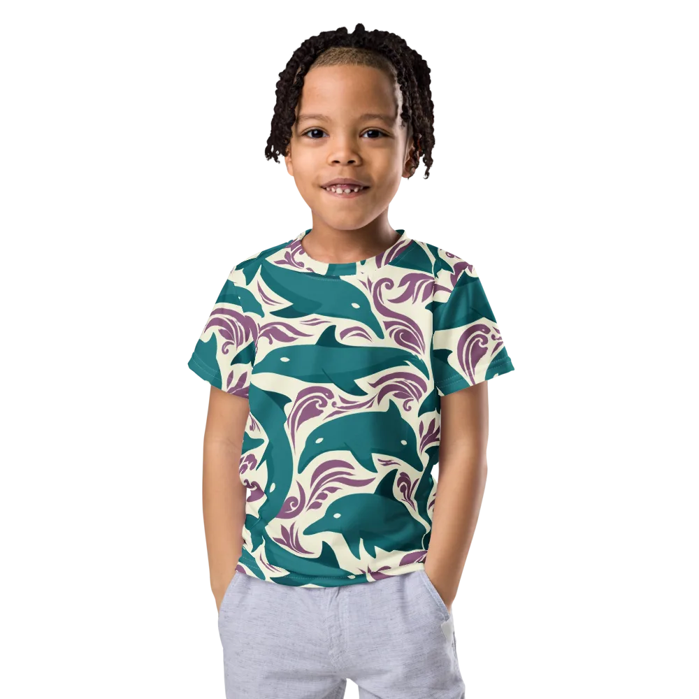 Tidal Flourish on Kids Crew Neck T-Shirt — Front