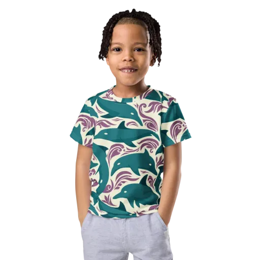 Tidal Flourish on a Kids Crew Neck T-Shirt