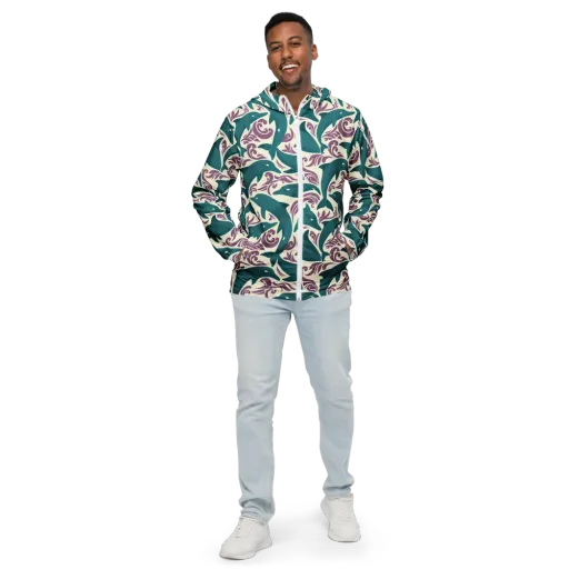 Tidal Flourish on a Men's Windbreaker