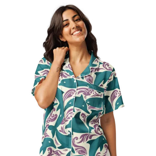 Tidal Flourish on a Women's Short Sleeve Pajama Top