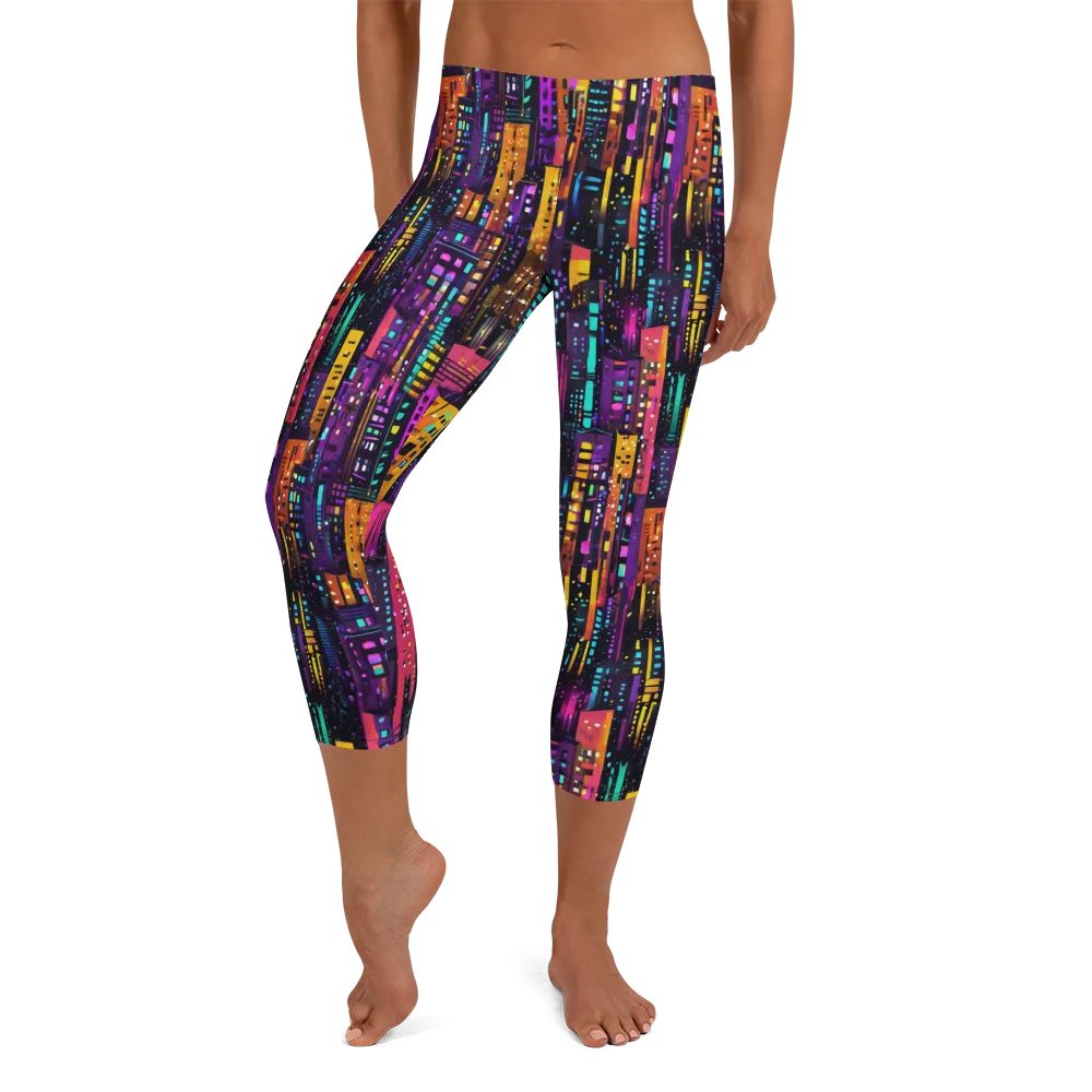 Electric Skyline on Capri Leggings — Front