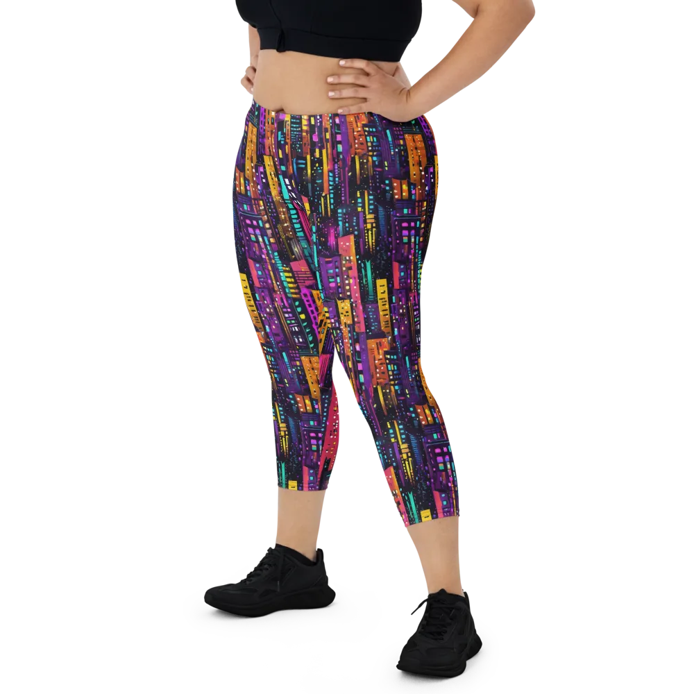 Electric Skyline on Capri Leggings — Front