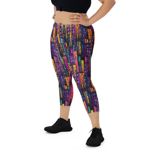 Electric Skyline on a Capri Leggings