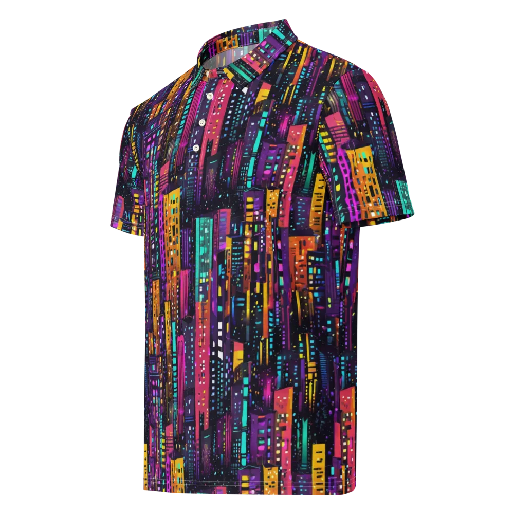 Electric Skyline on Men's Slim Fit Polo Shirt — Left Front
