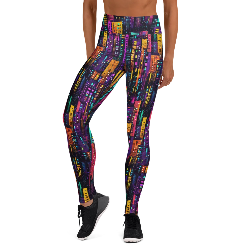 Electric Skyline on Yoga Leggings — Front