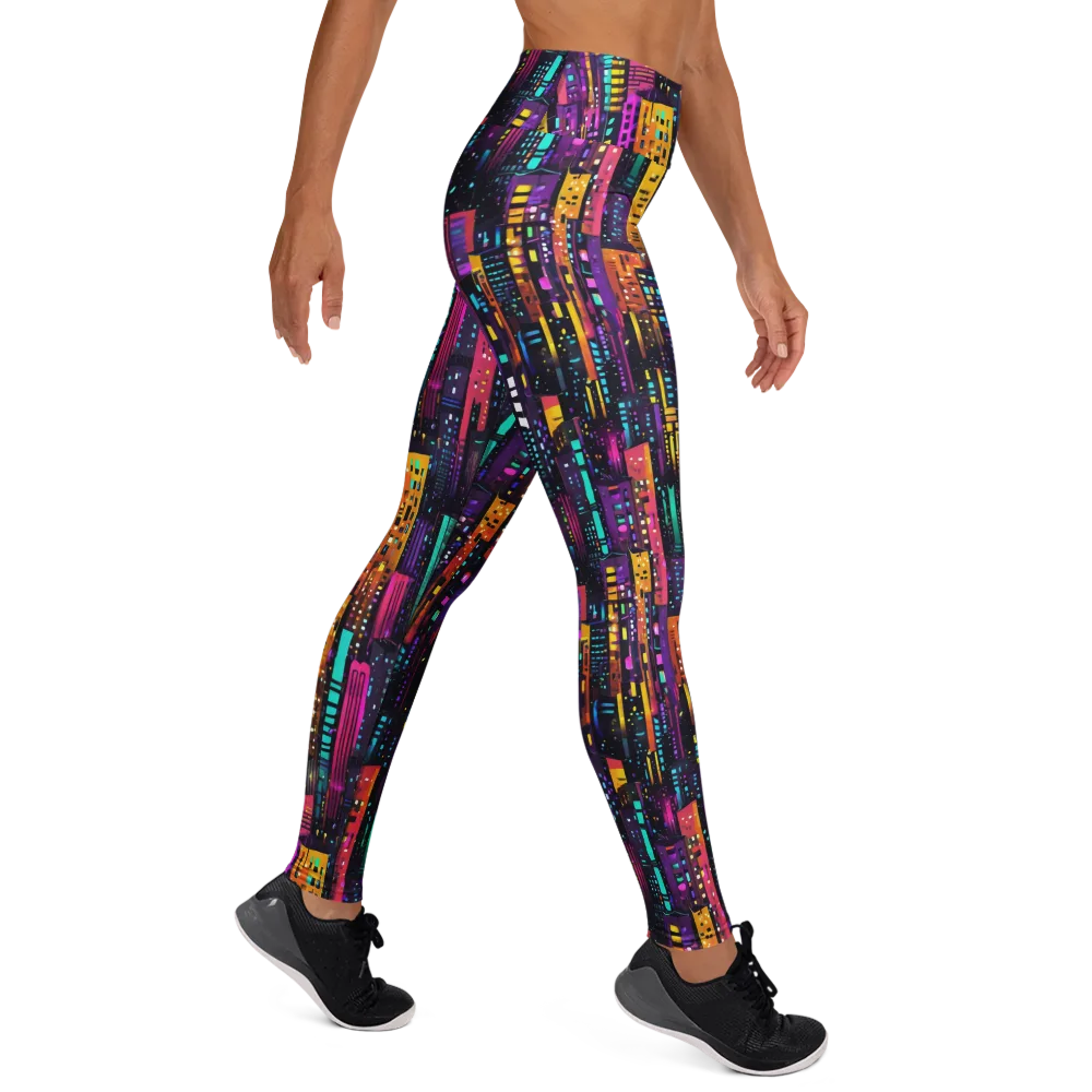 Electric Skyline on Yoga Leggings — Right