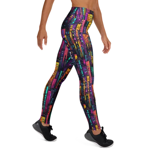 Electric Skyline on a Yoga Leggings