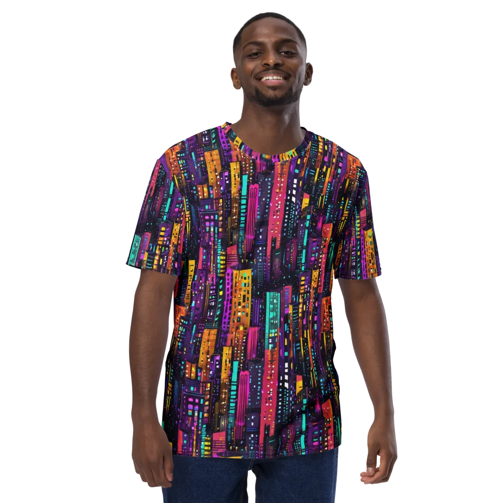 Electric Skyline on Men's Crew Neck T-Shirt — Front