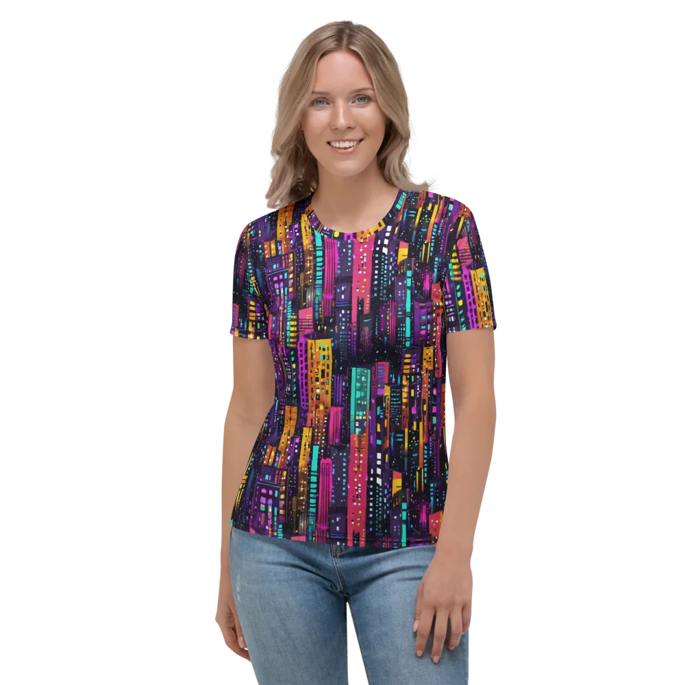 Electric Skyline on Women's Crew Neck T-Shirt — Front