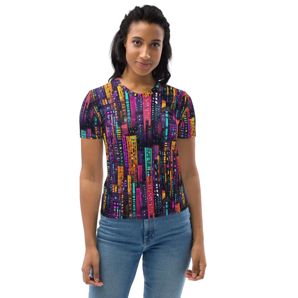Electric Skyline on Women's Crew Neck T-Shirt — Front