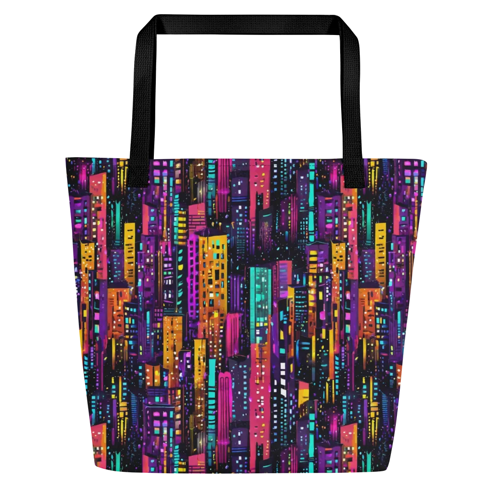 Electric Skyline on Large Tote Bag W/ Pocket — Front