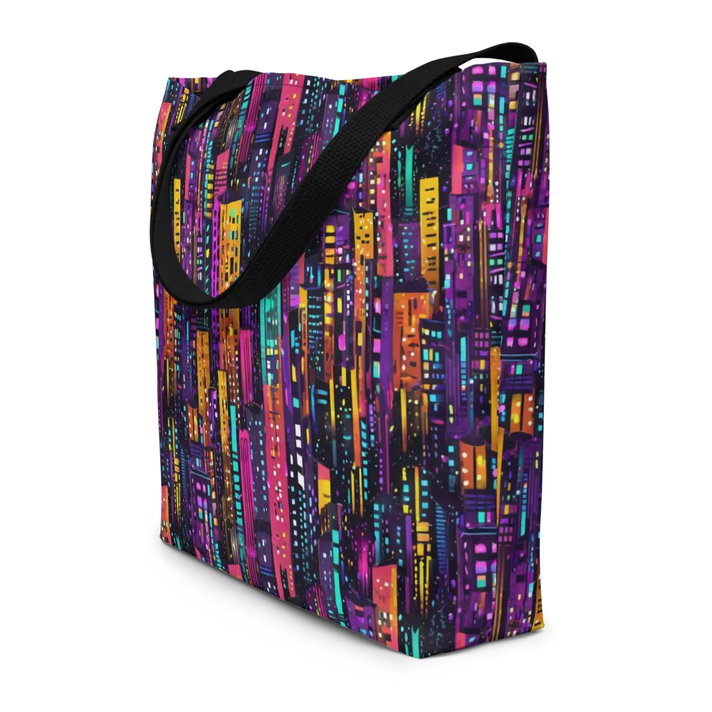 Electric Skyline on Large Tote Bag W/ Pocket — Front
