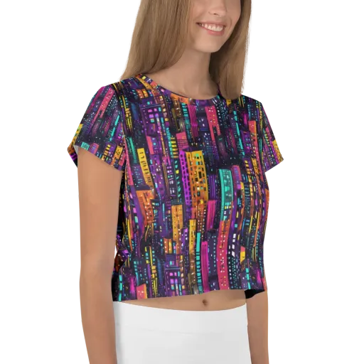 Electric Skyline on a Crop Tee
