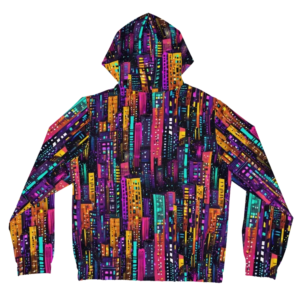 Electric Skyline on Women's Full-Zip Hoodie — Back