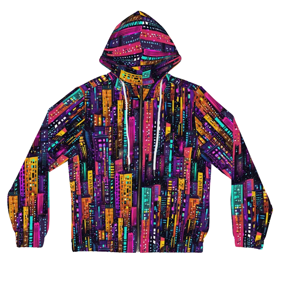 Electric Skyline on Women's Full-Zip Hoodie — Front
