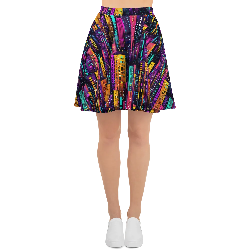 Electric Skyline on Skater Skirt — Front