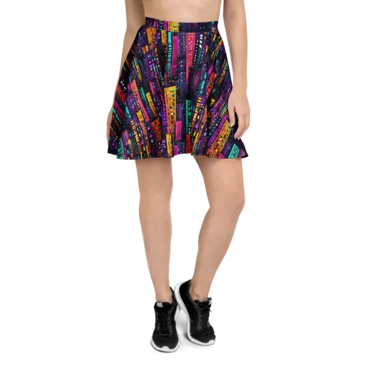 Electric Skyline on a Skater Skirt