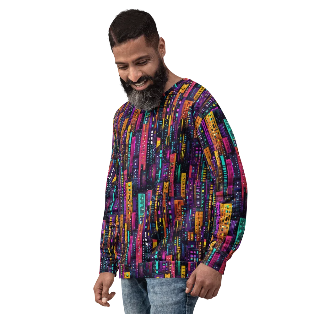 Electric Skyline on Sweatshirt — Left Front