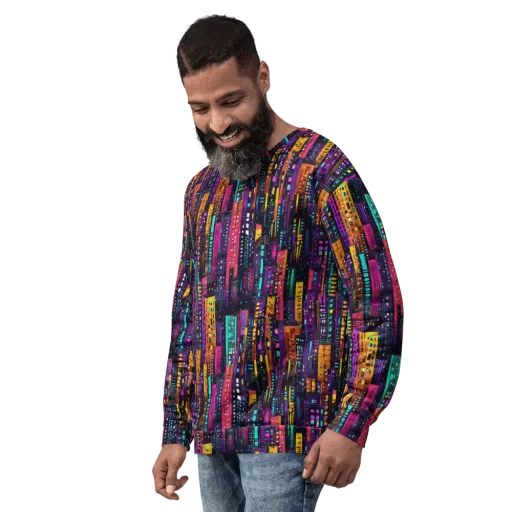 Electric Skyline on a Sweatshirt