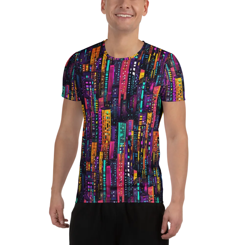 Electric Skyline on Men's Athletic T-Shirt — Front