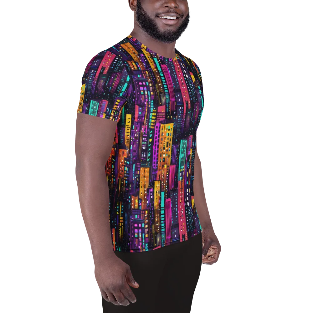 Electric Skyline on Men's Athletic T-Shirt — Right