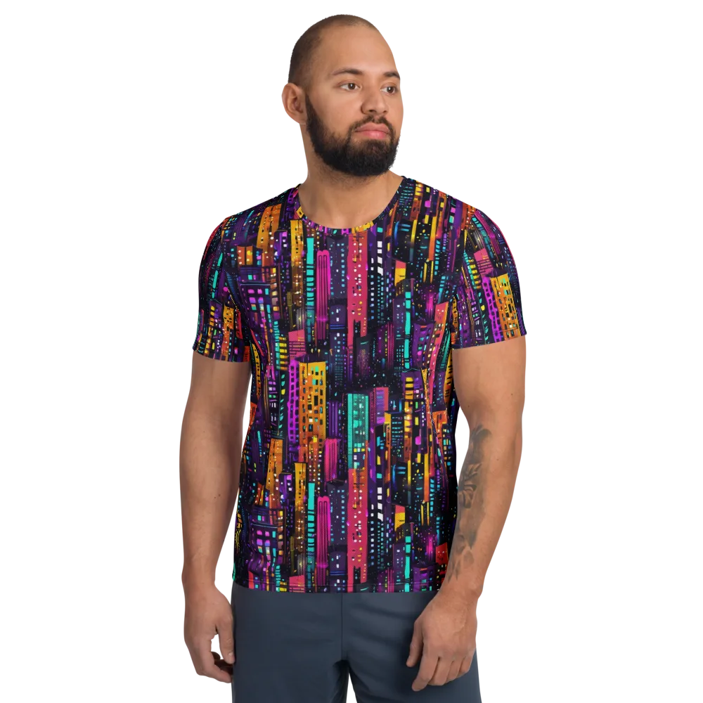 Electric Skyline on Men's Athletic T-Shirt — Front