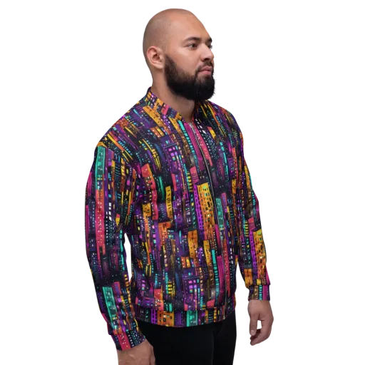 Electric Skyline on a Bomber Jacket
