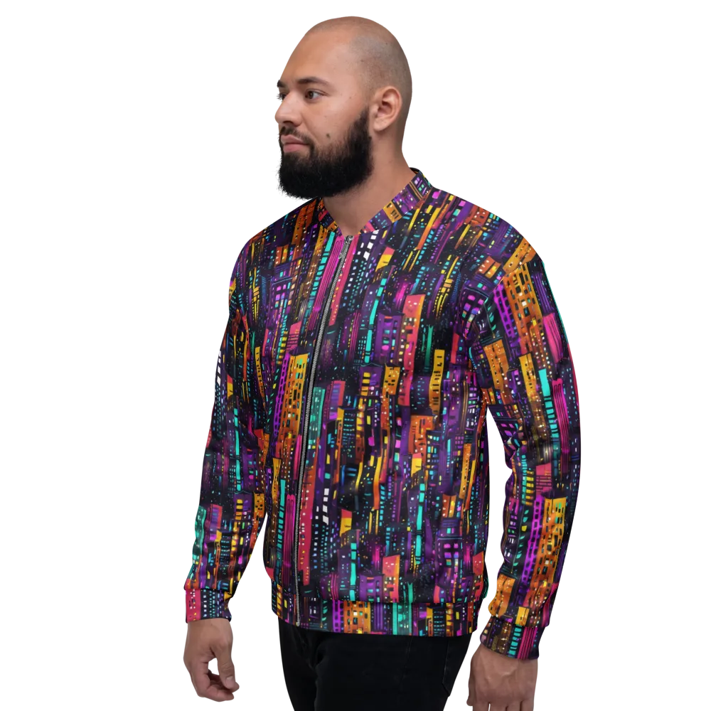 Electric Skyline on Bomber Jacket — Left