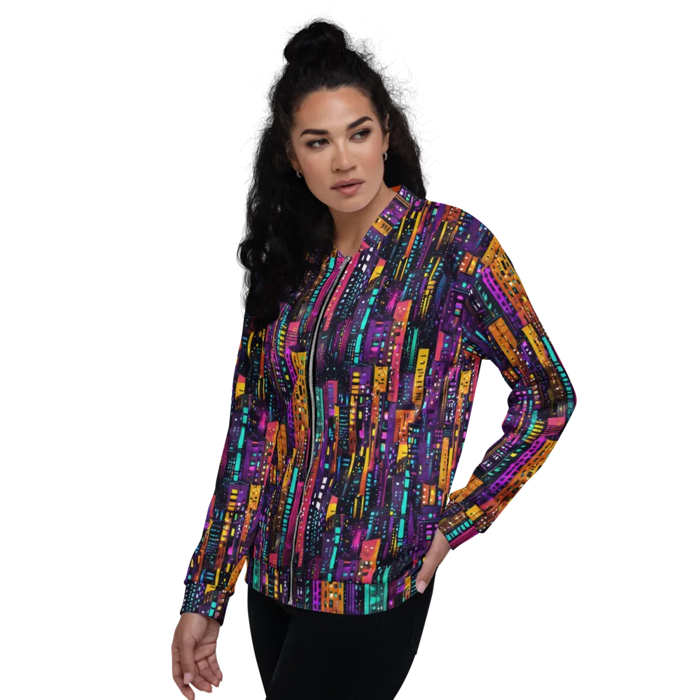 Electric Skyline on Bomber Jacket — Left
