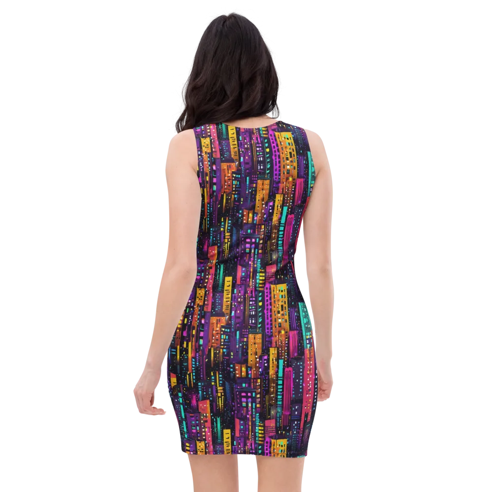 Electric Skyline on Bodycon Dress — Back