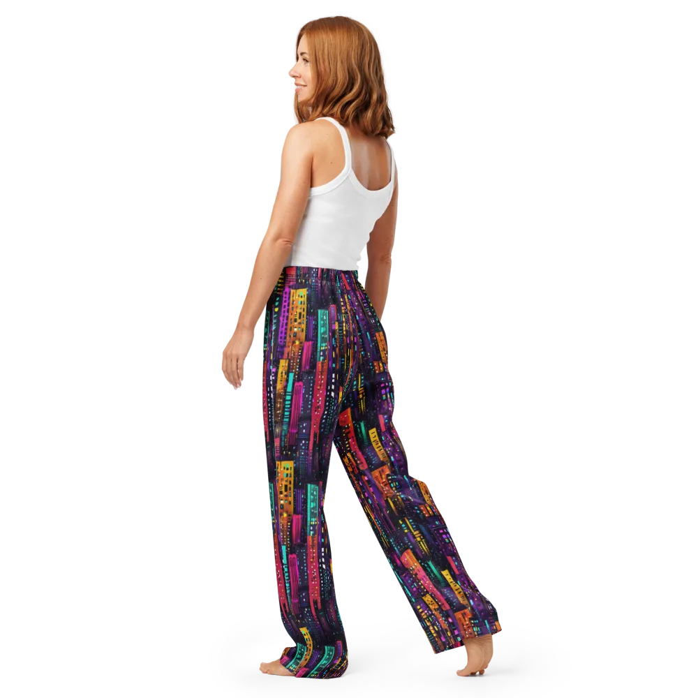 Electric Skyline on Women's Pajama Pants — Back